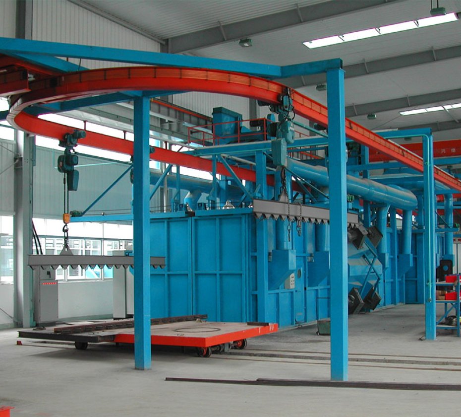 Catenary Type Abrasive overhead shot/sand blast machine